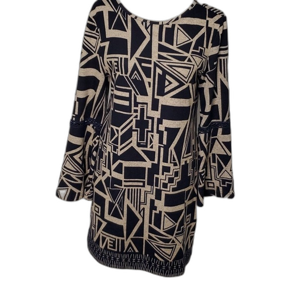 Dress by Papillon Aztec Style Design in Black and Gray Size Small - Picture 1 of 6